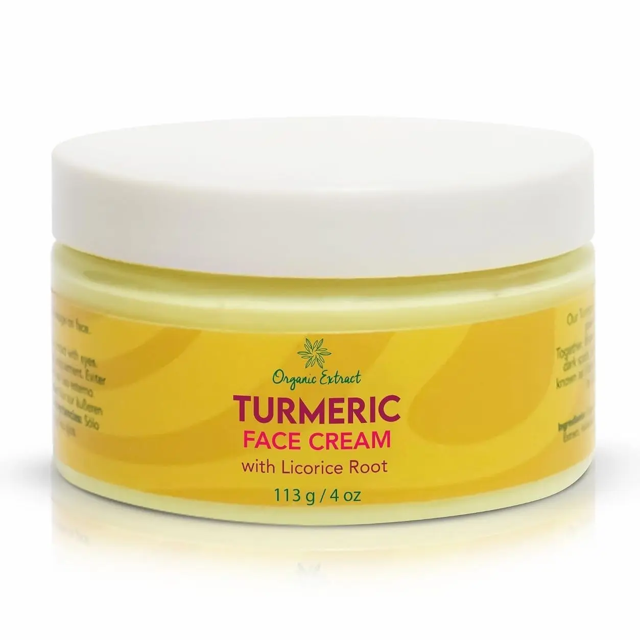 ORGANIC EXTRACT Turmeric Brightening Face Cream - 4 fl oz / 113 g - Natural Skin Brightening Cream, Facial Moisturizer, Fade Scars, Sun Damage & Age Spots, Intense Hydration