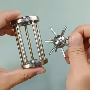 Challenging 3D Brain Teaser Puzzle, Stainless Steel Puzzle Ball, Perfect Valentine's & Birthday Gift, Party Trick Toy, Ages 14+