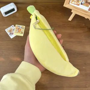 Fun Banana Design Small Pencil Case, Dual Zipper Design, Portable for Pens, Erasers, Students, Teachers, Perfect Gift
