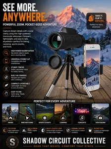 Compatible with Apple, Monocular Telescope Zoom Scope with Compass Phone Clip Tripod