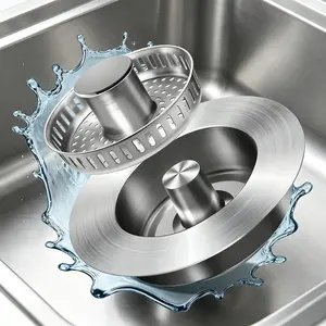 sus304 stainless steel,3-in-1 Durable Stainless Steel Pop-Up Sink Strainer & Stopper - Anti-Clogging Bathroom Drain Cover, Kitchen Fixture, Small Home Gadget