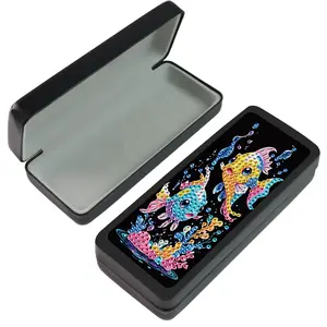5D Diamond Arts Colorful Painting Glasses Case, 1 Set DIY Handmade Diamond Glasses Case, DIY Handmade Art Craft Glasses Case, Glasses Holder