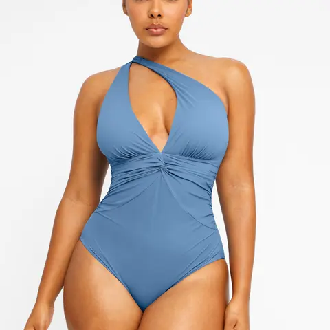 Shapellx Smart Sculpt Ruched Twist-Front Shaping Swimsuit