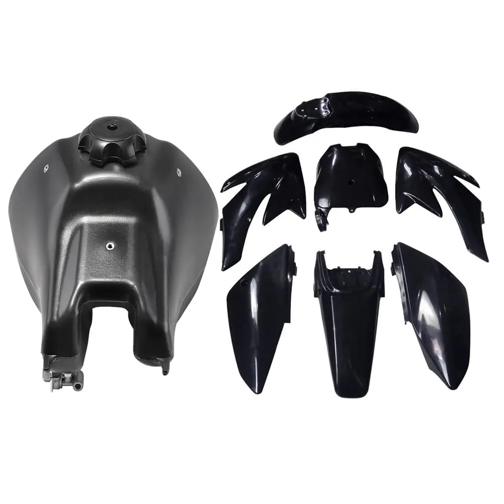 Pit Dirt Bike Plastics Fairing Fenders Body Work Kit & Black Fuel Tank for CRF70 XR70 Offroad Motorcycle Mini Bike Mobility 125cc 140cc 150cc 160cc 200cc 250cc