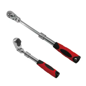 1/4 Inch 180 °       Rotatable Ratchet Wrench, Two-way Telescopic Long Handle Wrench, Multifunctional Wrench for Home & Car, Adjustable Ratchet Wrench