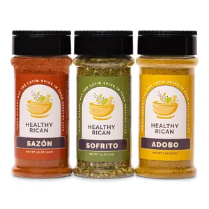 Healthy Rican Bundle - Regular Adobo Sazón Sofrito Seasoning Mix Non-GMO No Preservatives MSG Free Gluten-Free Diabetes Keto Friendly Whole30 Approved Spice Powder with Garlic