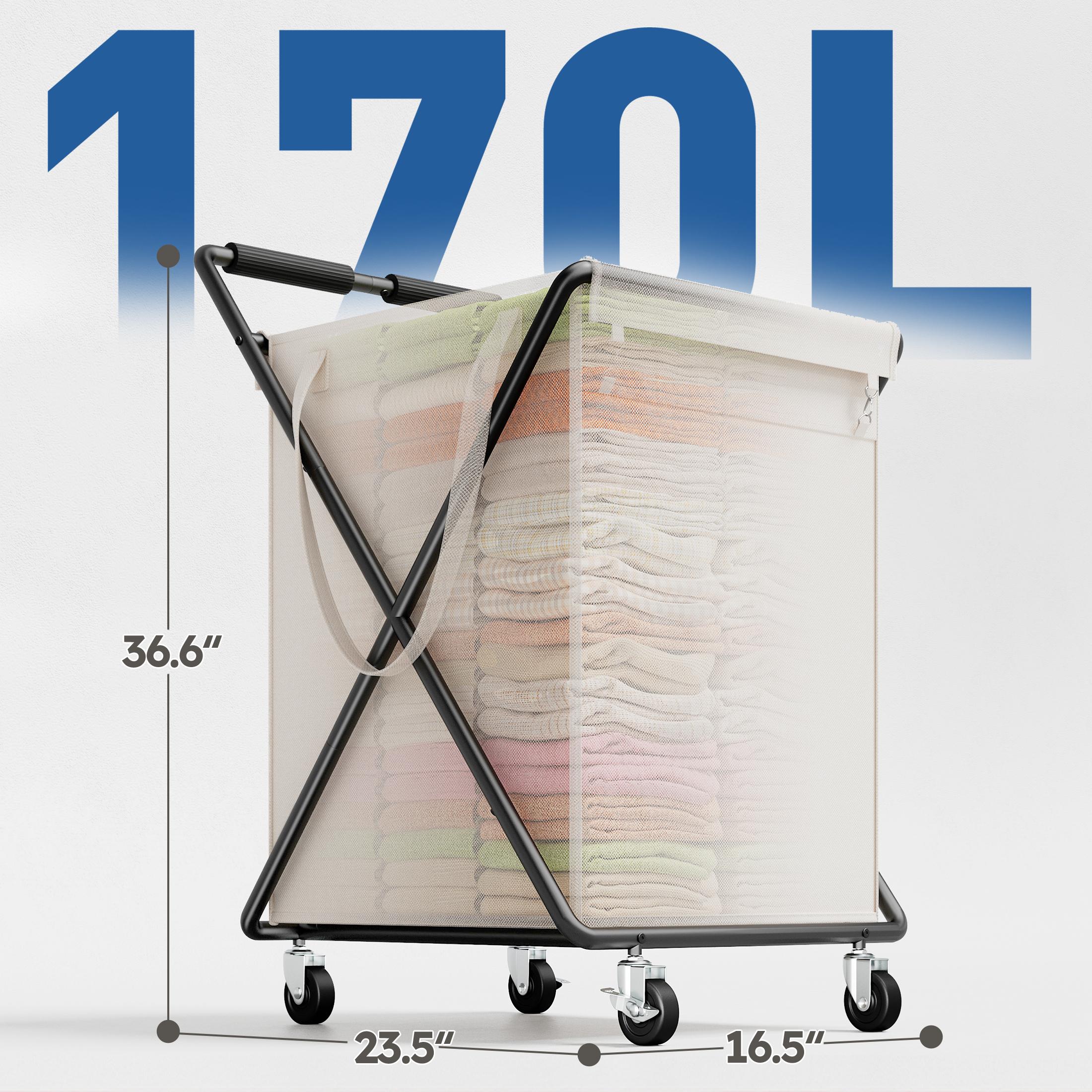 【Sturdy & Smooth】Raybee 170L/45 Gallons Laundry Basket With Wheels & Laundry Detergent Pocket,SUPER LARGE Laundry Hamper for Home & Laundryroom,Help you stay away from unpleasant sweat odors,Smooth like Chocolate,EZ Assemble