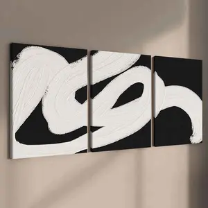 3-Piece Modern Art Canvas Prints, & Abstract Wall Decor, Solid Wood Framed Posters for Living Room & Bedroom Decoration