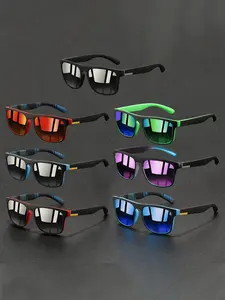 7 pairs of color-matched sports sunglasses, high-quality UV protection, suitable for various outdoor activities, available in multiple colors, equipped with anti-slip temples, featuring a classic color-matched frame combination, Sports Cycling Sunglasses