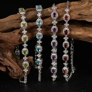 Loveden Natural Birthstone Bracelet For Women S925 Silver Adjustable Natural Topaz Garnet Peridot Friendship Bracelet Gift Fine Jewelry