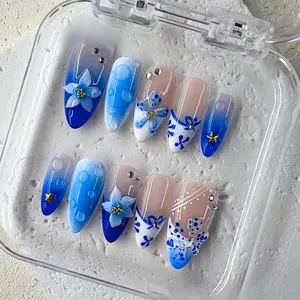 NailPhoria BLUBERRY ACAI - Handmade Press-On Nails | Reusable, Salon-Quality, Long-Lasting, Glossy Design