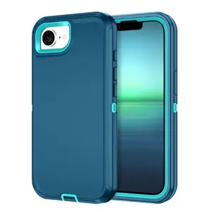 Rugged Case for iPhone 16e 2025 – Heavy Duty 3-Layer Shockproof & Drop-Proof Full-Body Protection, Durable Dust-Resistant Cover (Turquoise)