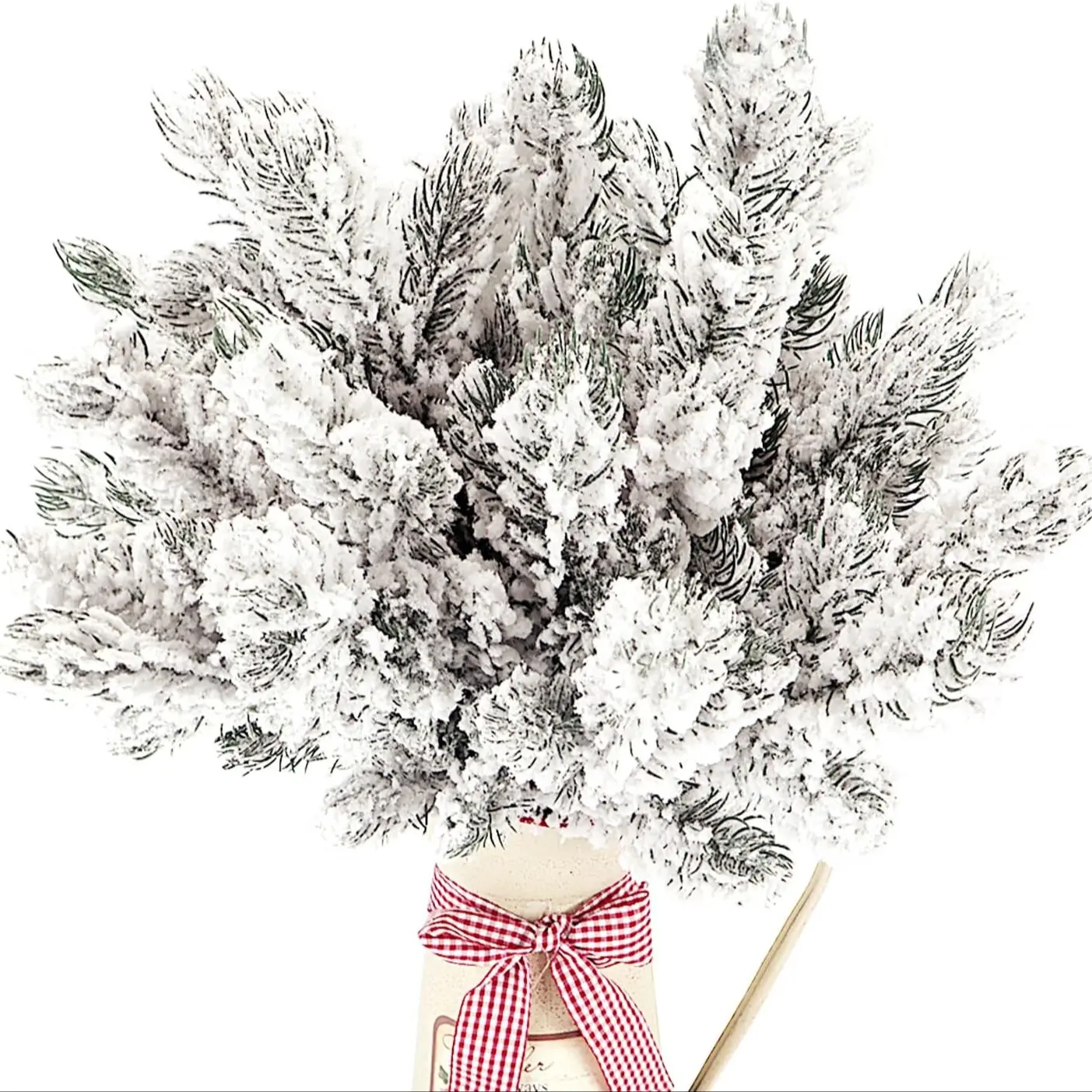 10PCS or 20PCS Frosted Artificial Pine Needles Branches 10.6" Christmas Fake Snowy Pine Picks Twigs Winter Sprays Greenery Stems for Xmas Tree Garlands Decor, Decoration