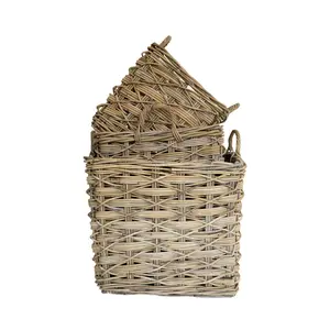 Rattan Square Basket X Weave