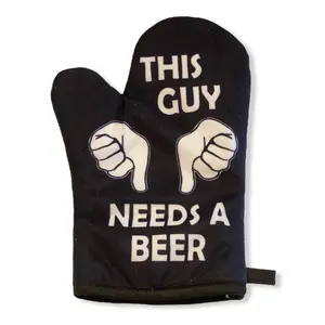 This Guy Needs A Beer Oven Mitt Funny Backyard BBQ Drinking Kitchen Glove Funny Graphic Kitchenware Bakeware Beer  Funny Food  Novelty Cookware Black
