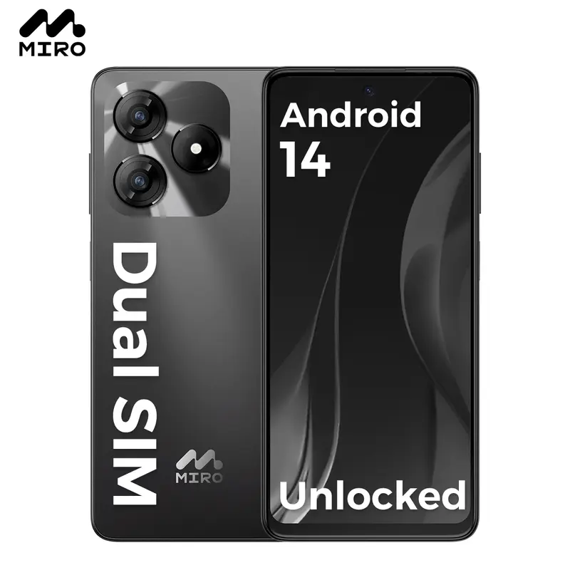 MIRO C1 Selfie & Stream Camera Phone - Dual 50MP Front + Back Camera, 5000mAh Battery, 12GB (4+8) RAM + 128GB Storage, Android 14, Unlocked Dual SIM Smartphone - Cellphone