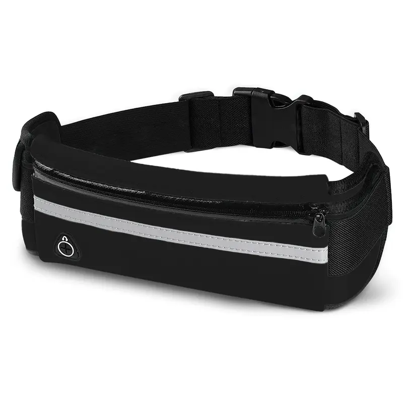 Unisex Quick-Dry Polyester Active Running Belt Sports Accessory, Lightweight Water-Resistant Waist Pack with Reflective Strip, Earphones Hole, 3.3Oz, 27"-49" Fit Range, Adjustable & Fits All Sizes for Trail Running, Hiking