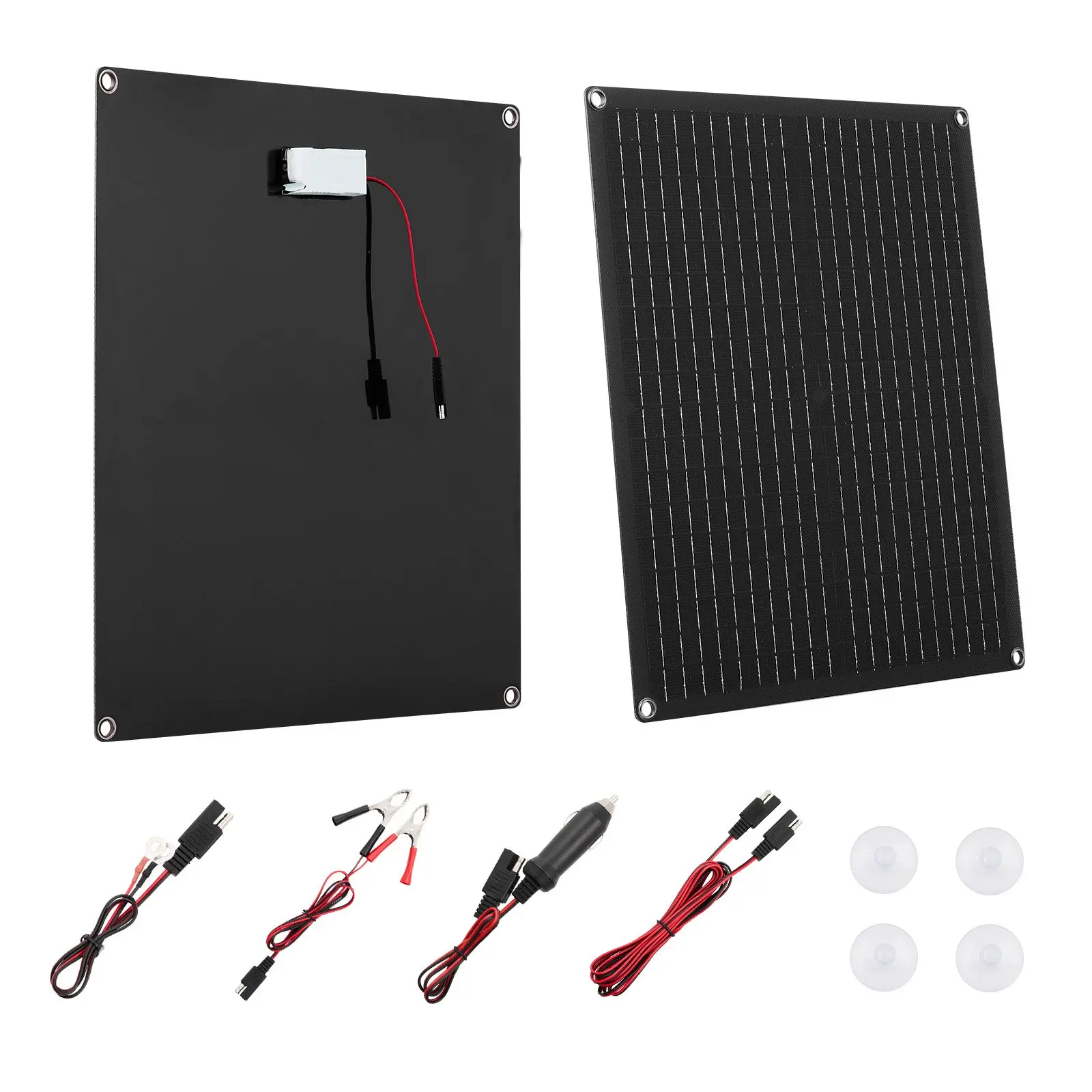 VEVOR 30W 12V Solar Panel Battery Charger, Solar Battery Trickle Charger Maintainer with Built-in Smart Controller 3 Connection Cables, IP67 Waterproof Portable for RV Car Motorcycle Boat Van Camper