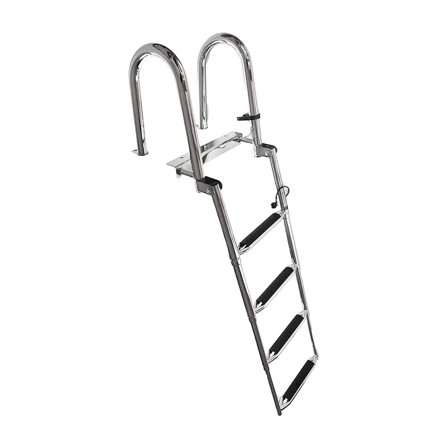 MARINE CITY 4 Step Telescoping Transom Boat Ladder 304 Stainless Steel Heavy Duty Extra Wide Steps 600 lb Capacity for Boats