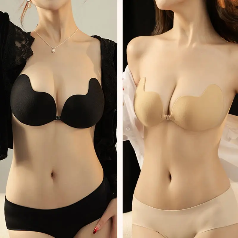 Women's 2-Pairs Invisible Sticky Bra - Backless, Strapless, Push-Up, Adhesive, Bridal, Minimalist, Sexy, Plus Size, Comfortable, Reusable Lingerie Accessory for Wedding Parties, Adhesive Bras, Backless Sticky Adhesive Bras