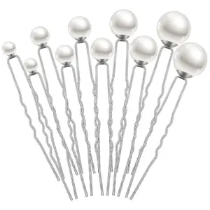 32 Pieces Wedding Pearl Hair Pins Bridal Pearl Rhinestone Hair Pins Hair Accessories U Shape Barrette for Bride Bridesmaid Women Girls (Silver)
