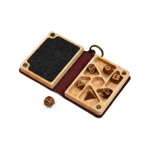 Crimson Leather Keychain Spellbook Dice Box - Elderwood