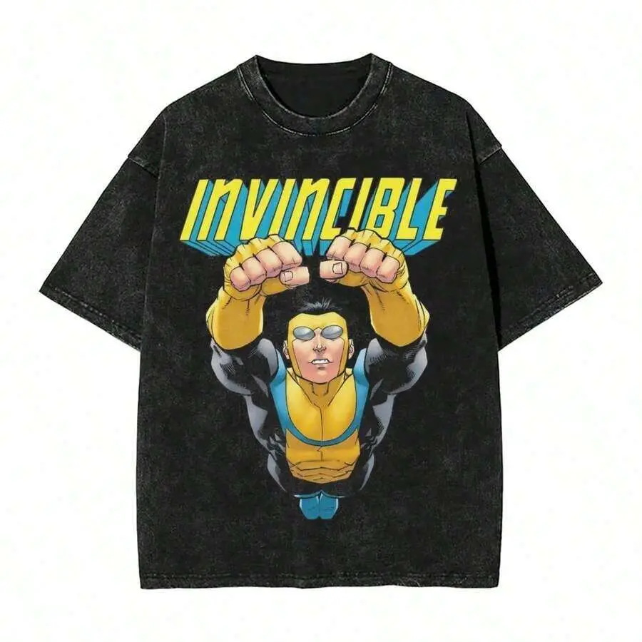 Washed T Shirt Invincible Omni Man Hip Hop Fashion T-Shirt Oversize Streetwear Short Sleeve Graphic Printed Tops Tees Men Womensummer Outfits For Women100 Percent Cotton Anime Shirt Vintage T Shirts