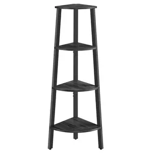VASAGLE Corner Shelf Stand, 4-Tier Corner Bookshelf, Industrial Corner Ladder Shelf