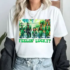 [Sale Up To 50%] Feelin Lucky Horror Shirt, Funny Irish Horror Shirt, St. Patrick's Day Slasher Squad Sweatshirt, Unisex Sweater Pullover Tee