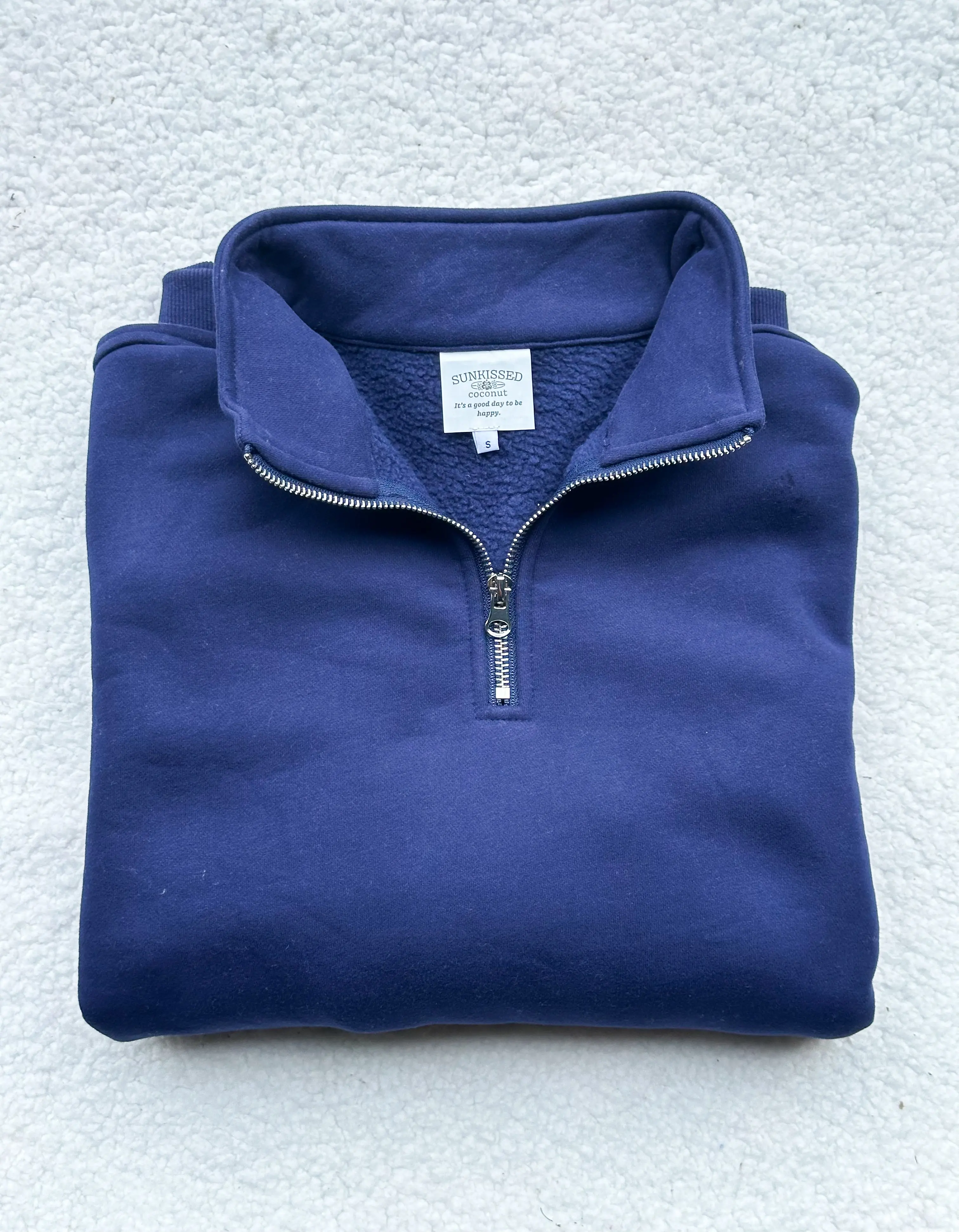 Navy Blue Basic Blank Quarter-Zip Sweatshirt