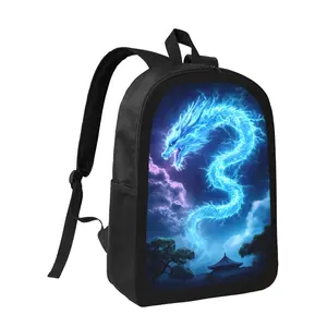 Blue Dragon in the Sky Backpack - Lightweight Large Capacity School Bag with Adjustable Shoulder Straps, Durable Fabric & Zipper Closure, Stylish Unisex Design for &, Casual Daypack for School, Travel, Daily Use, Backpack for School, Travel Daypack, Vibra