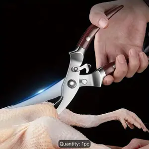 Stainless Steel Kitchen Scissors - Heavy Duty, Sharp Cutting Hand Tools with Ergonomic Grips, Durable Hardware for Chicken, Barbecues, Camping Gear