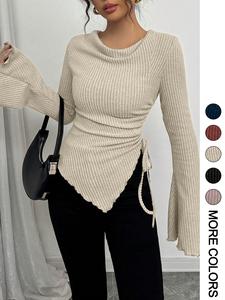 women's simple t-shirt for fall & winter, slim-fitting casual top, comfortable and fashionable everyday wear