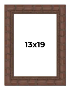 13x19 Brown Wide Bamboo Picture Frame - UV Acrylic, Foam Board Backing, Hanging Hardware