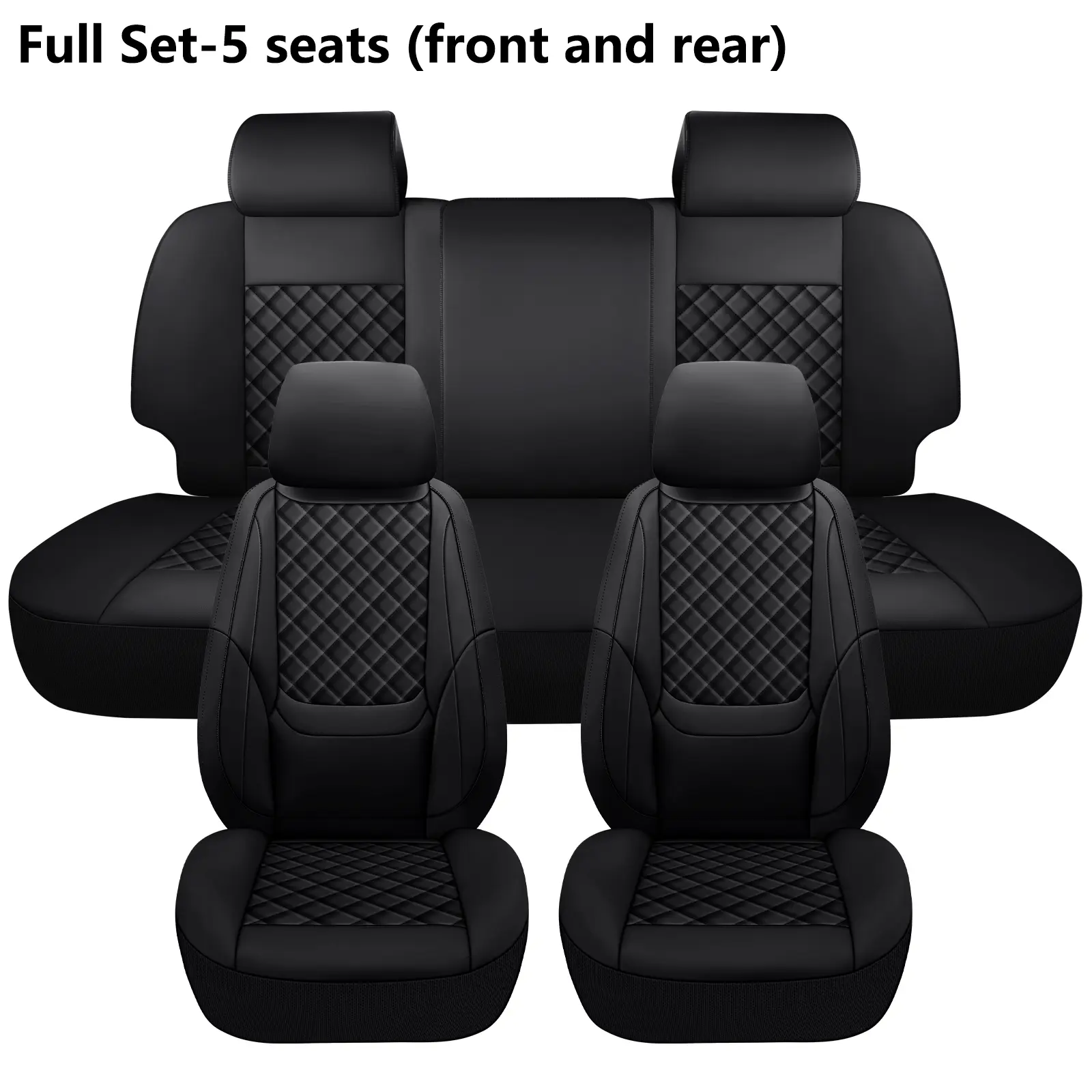 Silverado Seat Covers 2007-2026,Custom Fit for Chevy Chevrolet Silverado GMC Sierra 1500/2500/3500HD Crew/Double/Extended Cab with Lumbar Support ( Full Set-Front and Rear)