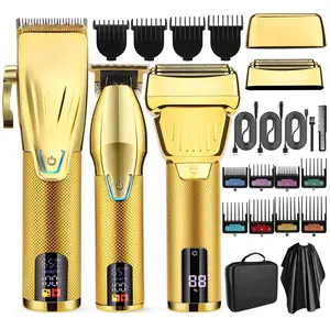 Professional hair clipper hair equipment 3 sets a set, men's home clipper bald machine hair salon high-power LCD display Barber Clippers Beard Trimmer Barber Kit Comfort