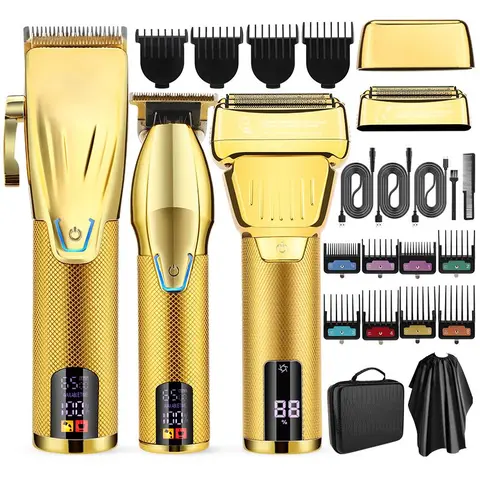 Suttik Cordless Hair Clipper Kit - Men's 3-Piece Compact High-Power Barber Equipment with LCD Display, Tool Bag, Cutters & Trimmers for Home Use to Clip, Trim, and Shape, Clip, Trim, And Shape Hair