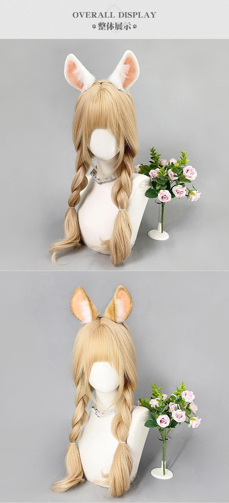 Plush Bunny Ears Hairbands Fluffy Rabbit Tail Cute Furry Fursuit Women Party Cosplay Props Costume Accessories