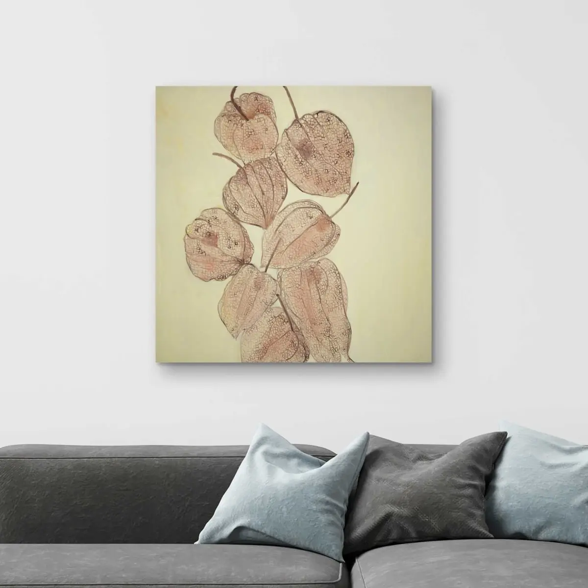 212 MAIN High-Def Closed Ground Cherries Artistic Wall Print, 32x32 in, Nature-Inspired Elegant Kitchen Hygge Decor, Thoughtful Home Supplies Gift, Decoration Poster