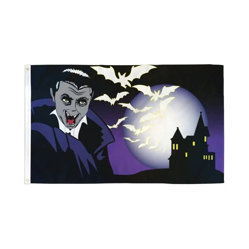 Halloween Vampire Decorative Single Flag Banner, 3x5ft Dye-Sub Print Polyester with High Pigment Density, Bold Colors, Double Edge for Indoor Party Decor & Home Festive Supplies, Party Decorations