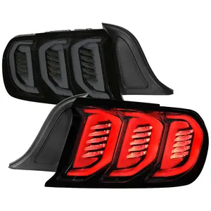 2015-2023 Ford Mustang Sequential Signal LED Tail Lights (Glossy Black Housing/Smoked Lens)