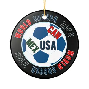 World Soccer 2026 Ceramic Ornament – CAN·USA·MEX Football Holiday Decoration