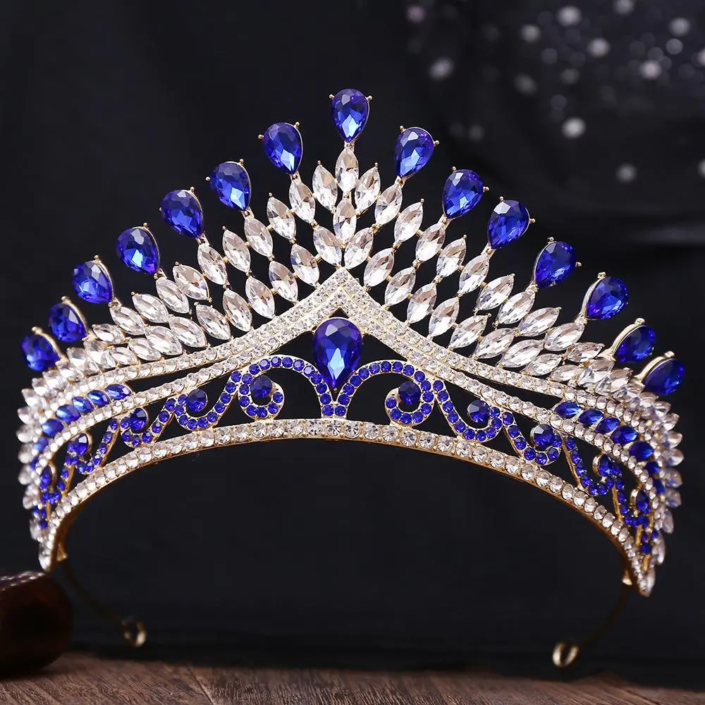 Royal Queen Wedding Crown Rhinestone Crystal Peacock Bridal Diadem Pageant Headdress Bride Tiara Hair Jewelry Accessories
