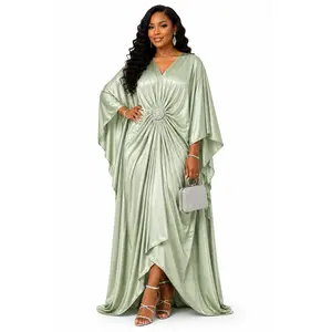 Luxury Muse Satin Kaftan Dress (Sage Green)