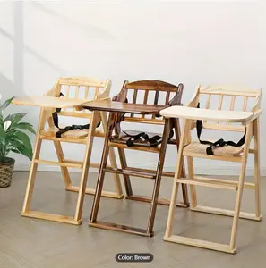 Wooden Adjustable Folding Dining Chair With Tray, Highchairs Convertible 3-in-1 Wooden Booster Feeding Relaxing Chair, Portable Folding Chair For Kitchen Home Restaurant With Safety Belt, Easy To Clean