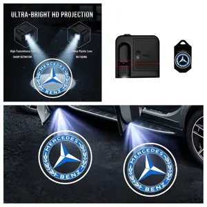 4pcs Car LED Welcome Lights, Compatible with Mercedes-Benz A/B/C/E/S/CL/CLS/G/GL Series. Bright and durable door projector lights, auto on when door opens, no drilling required, easy installation, Led Logo