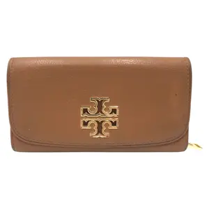 Pre-owned Tory Burch Calfskin Small Leather Goods HSP037 Leather Long Wallet