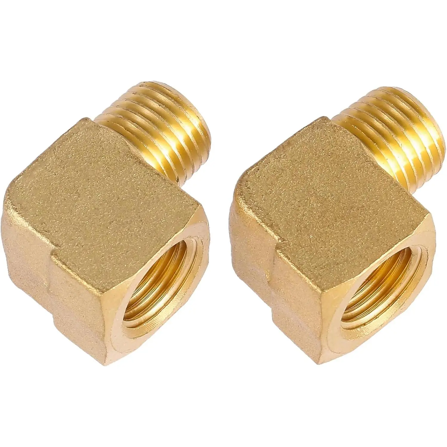 2 Pack Brass Fitting,1/4" NPT Male Pipe to 1/4" NPT Female Pipe, 90 Degree Barstock Street Elbow(O.D x I.D: 1/2'' x 1/2'')