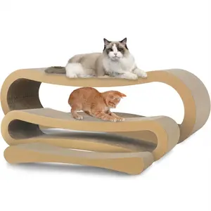 3-in-1 Cat Scratcher Cardboard, XL Infinity Cat Scratching Board, Furniture Protector, Multi-Level Scratching Post & Indoor Cat Bed
