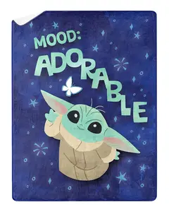 Disney Star Wars The Mandalorian Adorable Silk Touch Throw with Plush Fleece Back 46" x 60"